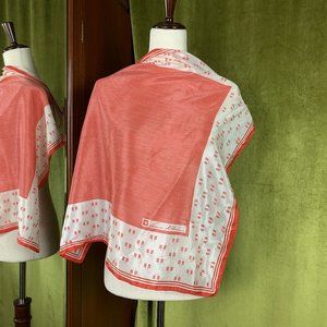 Vintage Anne Klein Red & White Silk Square Scarf